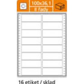 Tabelační etikety s vodící drážkou jednořadé a dvouřadé - 100 x 36,1 mm dvouřadé 400 etiket / 25 skladů