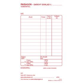 Paragon daňový doklad -  blok 80 x 150 mm / nečíslovaný 50 listů / NCR / PT010