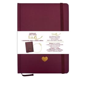 Blok Luxi A5 - linka / 96 listů / bordó srdce