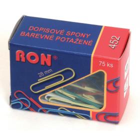 Dopisní spony RON barevné  -  28 mm / 75 ks