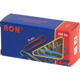Dopisní spony RON barevné - 32 mm / 100 ks