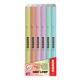 Zvýrazňovač High liner PASTEL - sada 6 ks / tenký