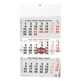 Kalendář nástěnný pracovní - tříměsíční šedý / BNC0
