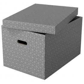 Krabice úložná s víkem šedá L/3 ks