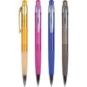 Kuličkové pero Spoko 0112  -  barevný mix transparentní