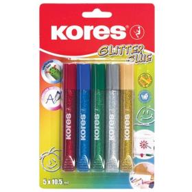 Lepidlo Kores Glitter Glue -  5 x 10,5 ml / klasické barvy