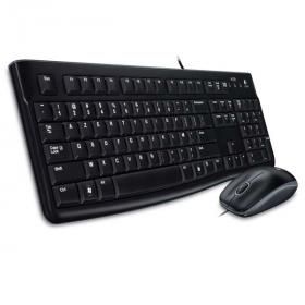 Logitech MK120, sada klávesnice s drátovou optickou myší, CZ, klasická, drátová (USB), černá