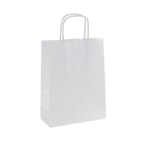 Papírová taška KRAFT s krouceným uchem / bílá / 18x8x24cm