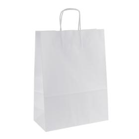 Papírová taška KRAFT s krouceným uchem / bílá / 26x12x34cm