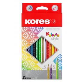 Pastelky Kores Kolores Style trojhranné - 15 barev