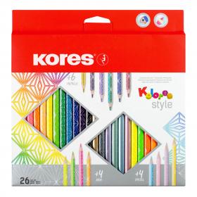 Pastelky Kores KOLORES STYLE trojhranné 26 barev