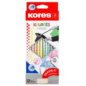 Pastelky trojhranné Kores Kolores MAGIK gumovací - 12 barev