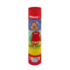 Pastelky trojhranné Kores Kolores v tubě - 12 jumbo barev + ořezávátko