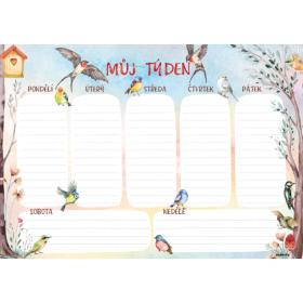 Plánovač týdenní A4 - Ptáčci