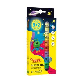 Plastelína JOVI válečky - 10 x 15 g / 8 základních barev + 2 barvy svítící ve tmě