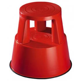 Pojízdná plastová kruhová stolička - červená