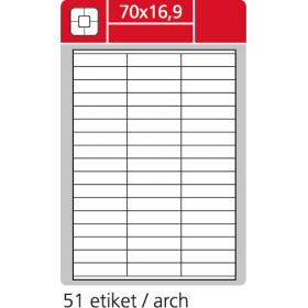 Print etikety A4 pro laserový a inkoustový tisk - 70 x 16,9 mm (51 etiket / arch ) / snímatelné