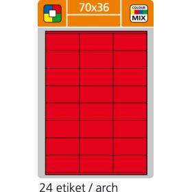 Print etikety A4 pro laserový a inkoustový tisk - 70 x 36 mm (24 etiket/ arch) červená