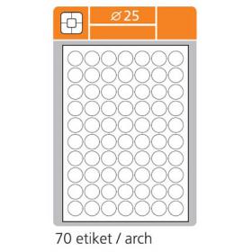 Print etikety A4 pro laserový a inkoustový tisk - kulaté průměr 25 mm ( 70 etiket / arch)