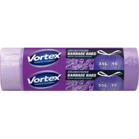Pytle do koše Vortex stahovací - 55x80 cm / 35l / 15ks / s vůní levandule
