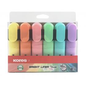 Sada zvýrazňovačů Kores Bright liner Pastel 6 ks