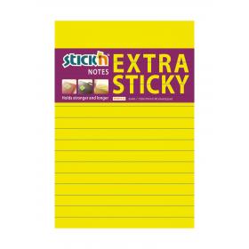 Samolepicí bločky Stick´n by Hopax Extra Sticky - 101 x 150 mm / linka / 90 lístků / neonová žlutá