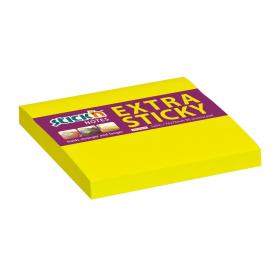 Samolepicí bločky Hopax Extra Sticky -  76 x 76 mm / 90 lístků / neon žlutá
