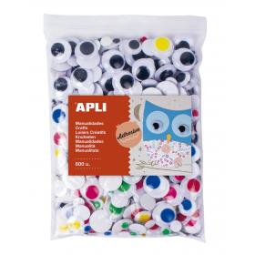 Doplňky APLI - samolepicí Moving Eye / Jumbo / mix velikostí / 600 ks