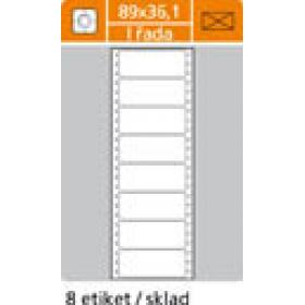 Tabelační etikety s vodící drážkou jednořadé a dvouřadé - 89 x 36,1 mm jednořadé 4000 etiket / 500 skladů