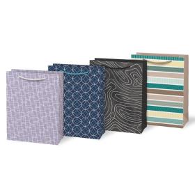 Taška dárková papírová - mix geometrické vzory / 19 x 25 x 9 cm