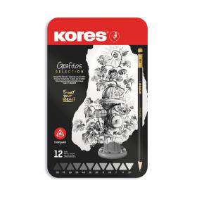 Tužka Kores trojhranná Grafitos set - 12 ks / plechový box