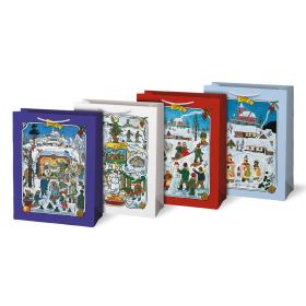 Vánoční dárková taška Josef Lada - mix motivů / 26 x 34 cm