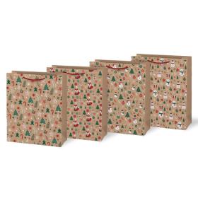 Vánoční dárková taška KRAFT L - mix motivů / 26 x 32 cm