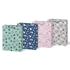 Vánoční dárková taška L - děstký mix / 26 x 32 cm