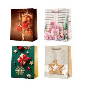 Vánoční dárková taška M - mix motivů / 18 x 23 cm