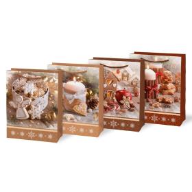 Vánoční dárková taška M - mix motivů / 19 x 25 cm