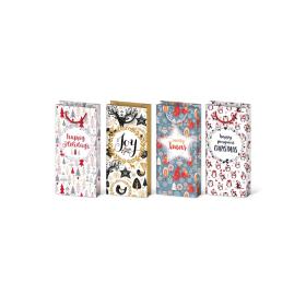 Vánoční dárková taška - mix Happy Holidays / 10 x 22 x 5,5 cm