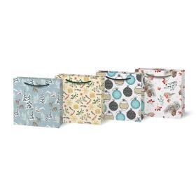 Vánoční dárková taška - mix motivů / 17 x 17 x 6 cm