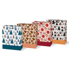 Vánoční dárková taška - mix motivů / 26 x 32 cm