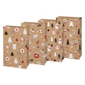 Vánoční sáček KRAFT 1- mix motivů / 10 x 18 cm