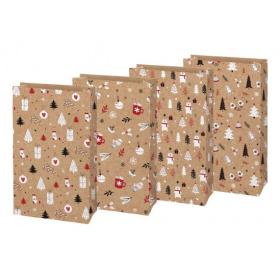 Vánoční sáček KRAFT 2 - mix motivů / 15 x 27 cm