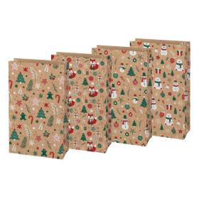 Vánoční sáček KRAFT 3 - mix motivů / 15 x 27 x 9 cm