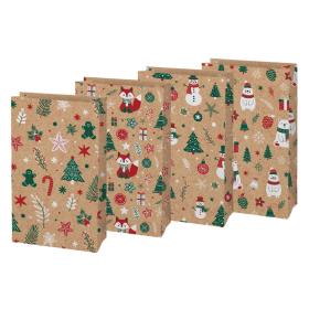 Vánoční sáček KRAFT 4 - mix motivů / 10 x 18 x 6 cm