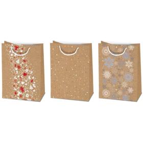 Vánoční taška XL - KRAFT mix / 34,5 x 48 cm