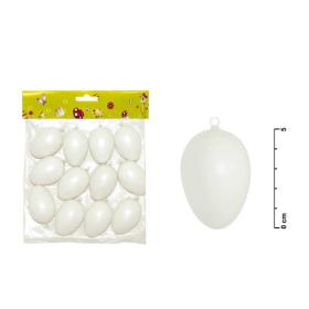 Velikonoční plastová vejce - 60 mm / 12 ks - bílá