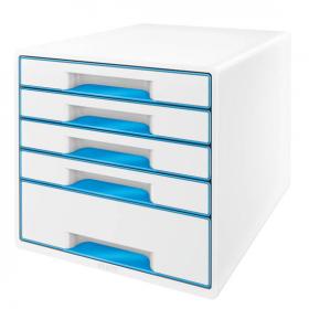 Zásuvkový box Leitz WOW -  modrá / 4+1 zásuvky