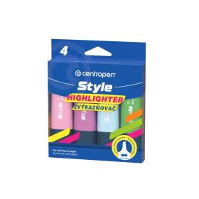 Zvýrazňovač Centropen 6252 Style Soft - pastelová sada 4 ks
