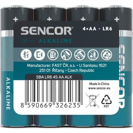 Baterie Sencor alkalická tužková AA LR6 / 4 ks