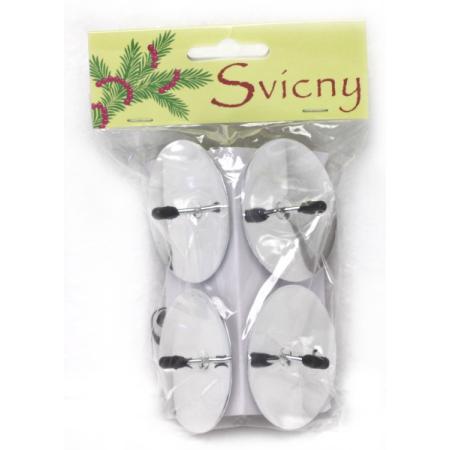 Bodce na adventní svíčku - stříbrná / 4 ks