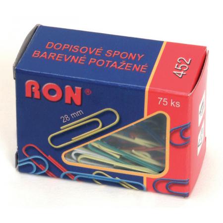 Dopisní spony RON barevné  -  28 mm / 75 ks
